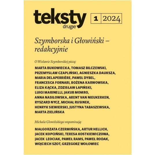 Teksty Drugie 1/2024 - Szymborska i Głowiński – redakcyjnie -zdjęcie numer 1