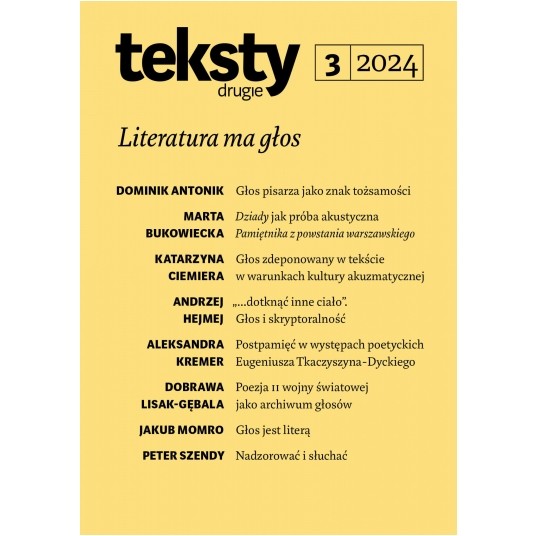 Teksty Drugie 3/2024 - Literatura ma głos -zdjęcie numer 1